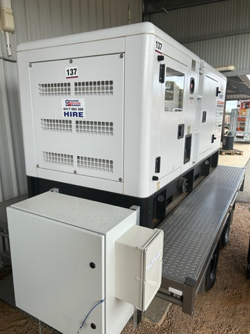 3 PHASE Generator comes on a trailer      63Kva, 52kw, 415V